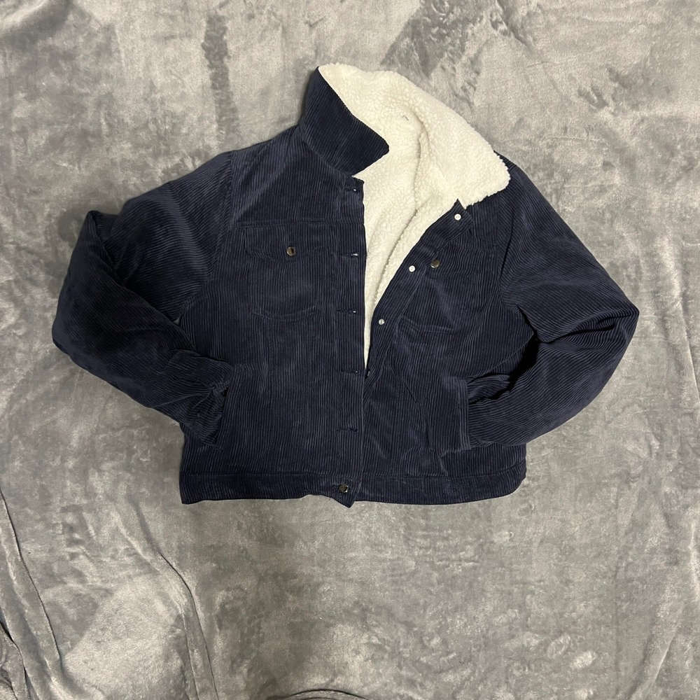 Ci Sono Trucker Jacket - Navy Blue - Size Large Preowned